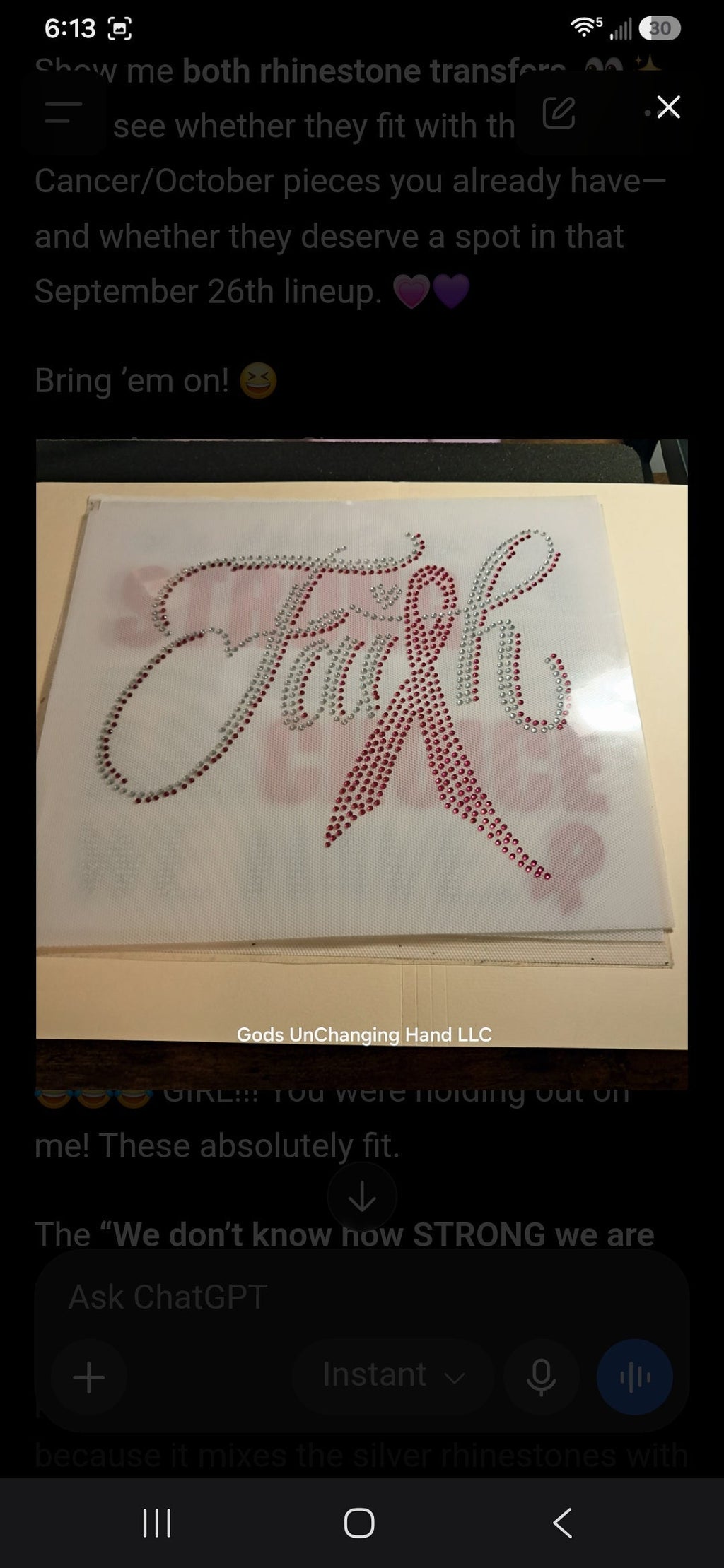 Fight Cancer Rhinestone Tote Bag