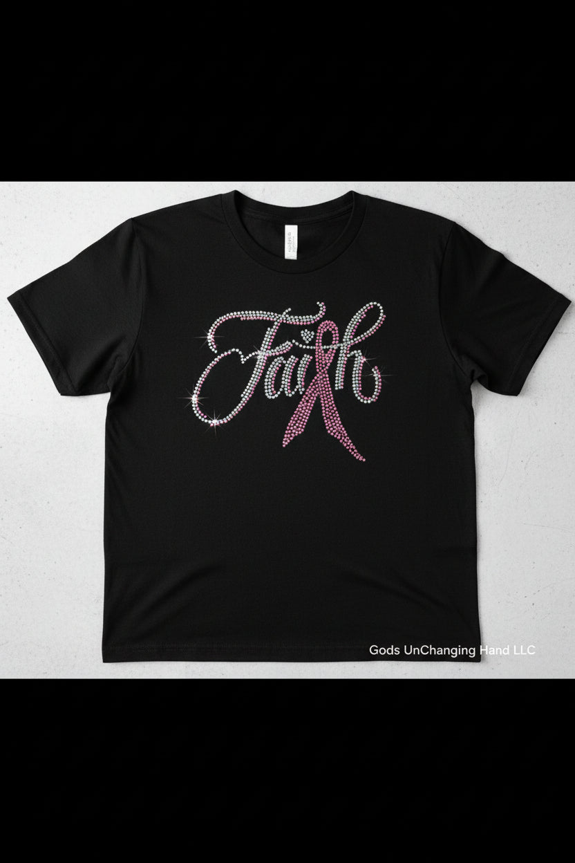 Faith Breast Cancer Awareness Rhinestone Transfer