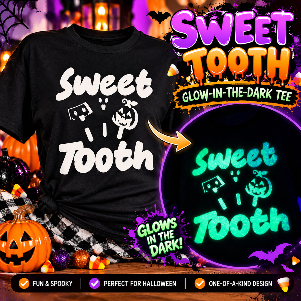 Sweet Tooth Glow-in-the-Dark Tee – Child's Unisex Black Tee