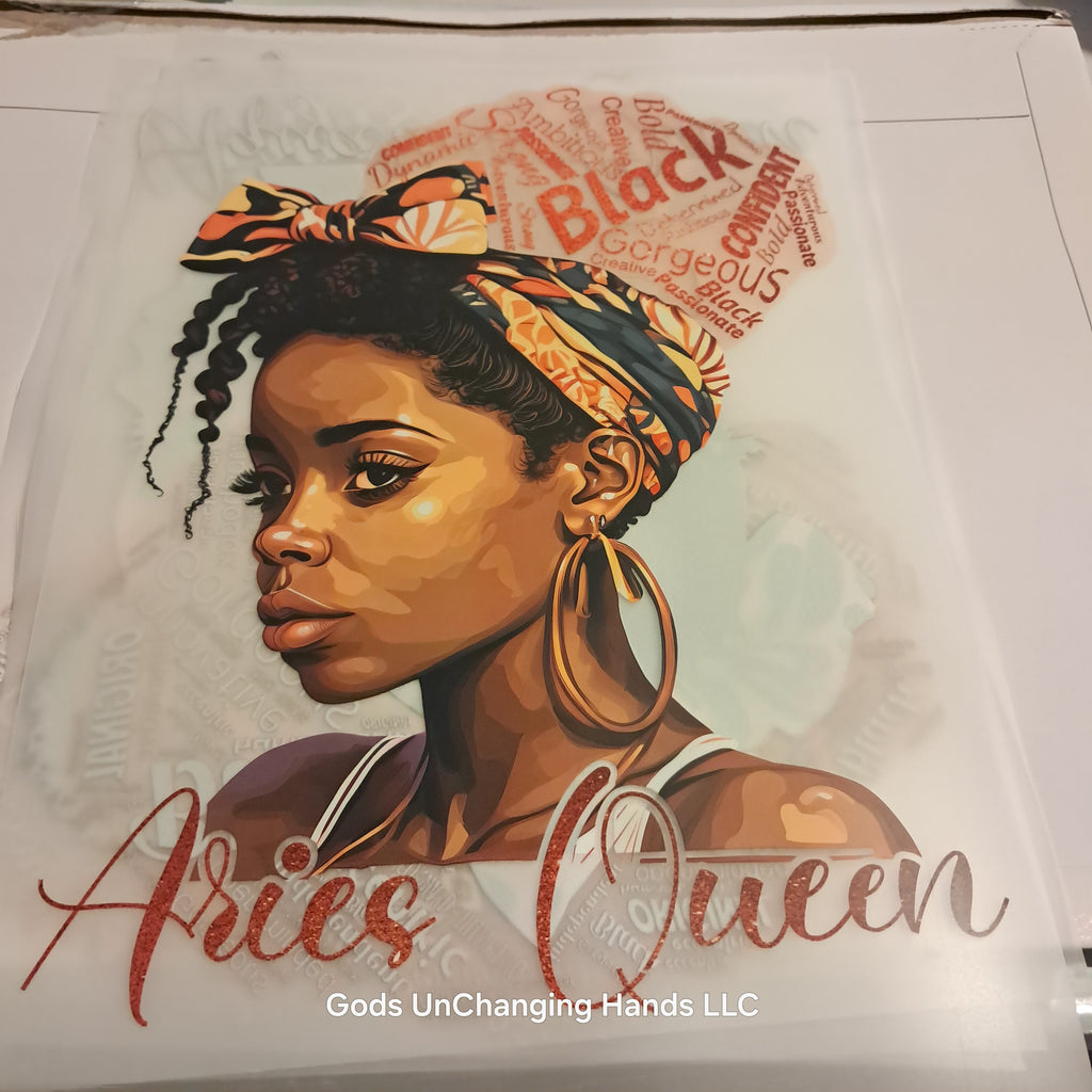 Zodiac Queen African American Woman – Screen Print Transfer