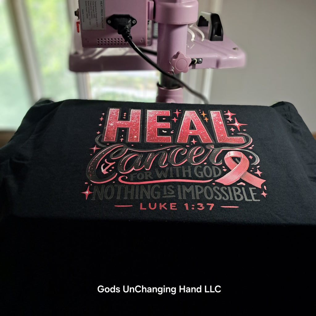 Heal Cancer – Luke 1:37 | Breast Cancer Awareness Tee