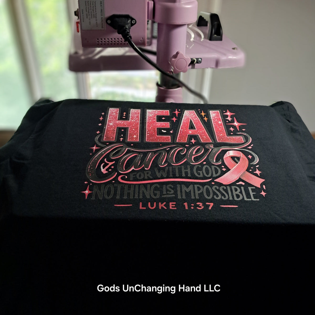 Heal Cancer – Luke 1:37 | Breast Cancer Awareness Tee