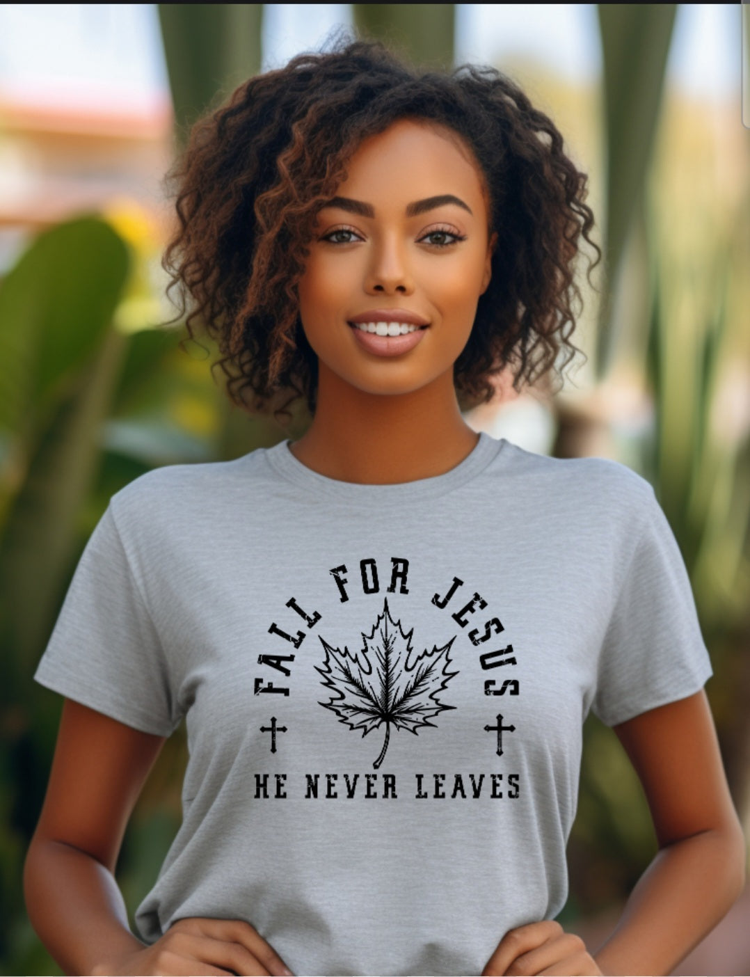 Fall For Jesus He Never Leaves Tee