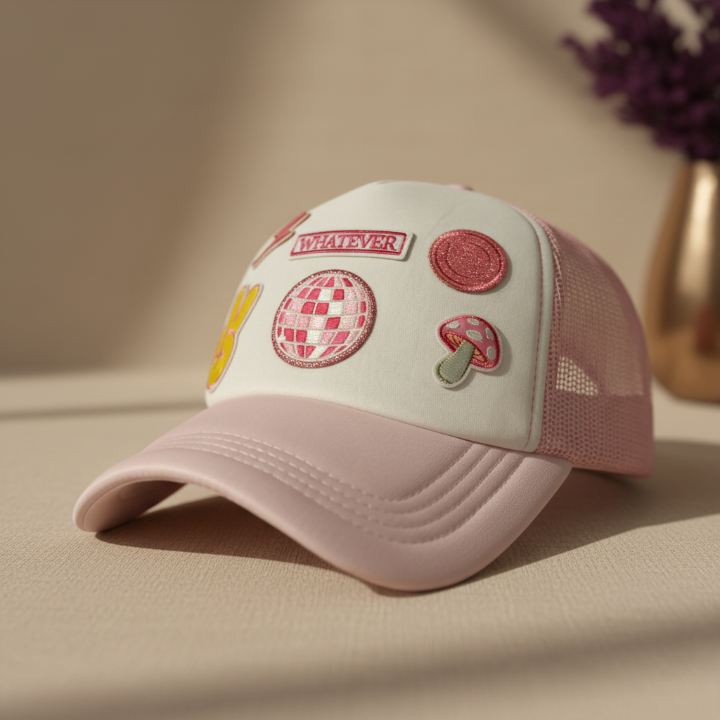 Whatever Patch Trucker Hat mockup